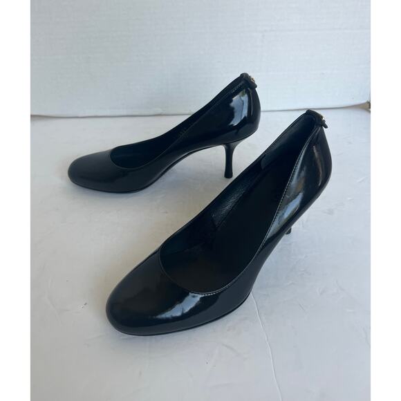 Gucci Black Patent Leather Round Toe Slip On Mid Heel Pumps Sz 6C Wide EU 36C - Picture 1 of 15